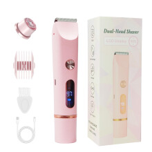 Women's Electric Shaver and Bikini Trimmer, 2 in 1 DualHead IPX7 Waterproof USB Rechargeable with LCD Display