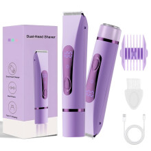 Bikini Trimmer Women's Electric Shaver 2in1 Rechargeable Hypoallergenic Blades Purple