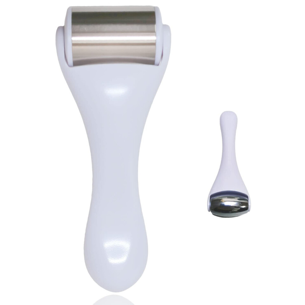 White Ice Roller For Face And Eyes Stainless Steel Massager 2 Pcs Migraine Relief Reduce Puffiness