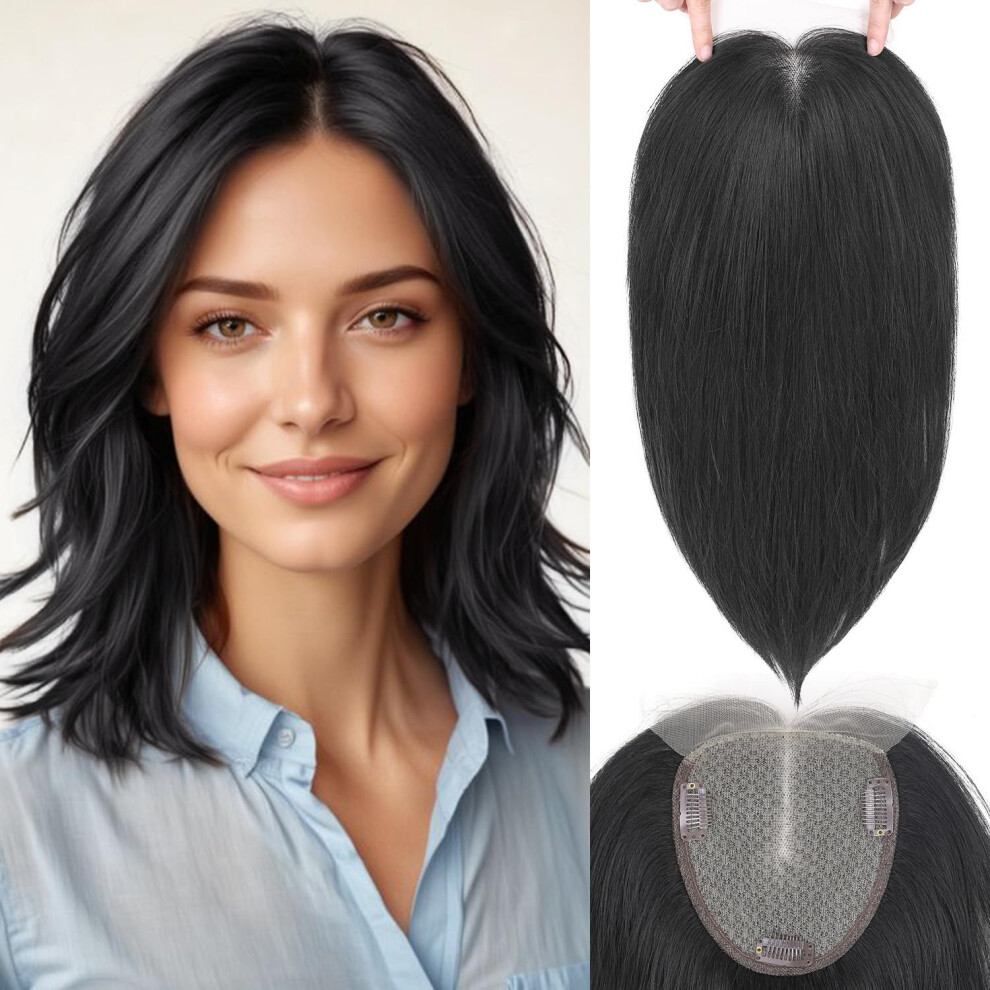 Hair Topper for Thinning Hair Women, 14 Inch Lace Front Wig with Natural Scalp and Crown Coverage