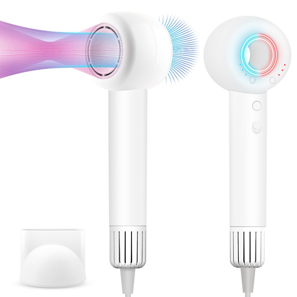160000 RPM  Speed Brushless Motor Hair Dryer with Negative Ionic Frizz Control, Low Noise, Lightweight for Travel and Home Use, White