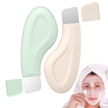 Blackhead Remover Silicone Face Scrubber Spatula for Deep Pore Cleansing Nose Cleaner Green Beige