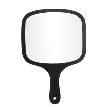Large Bamboo Barber Handheld Mirror with Handle for Full Face Viewing and Shaving 12.8'x8.7' Black