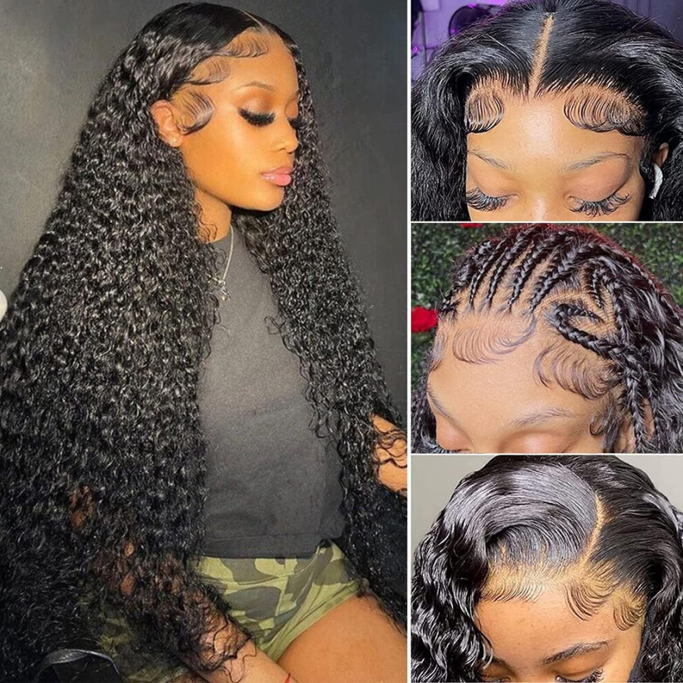 Unisex Water Wave Lace Front Wig Human Hair 13X4 Hd Lace Glueless Pre Plucked Brazilian Deep Wave 24Inch