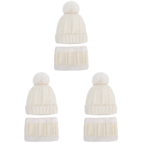 3Ensembles Bonnet Enfants Écharpe Tricotée Hiver 1