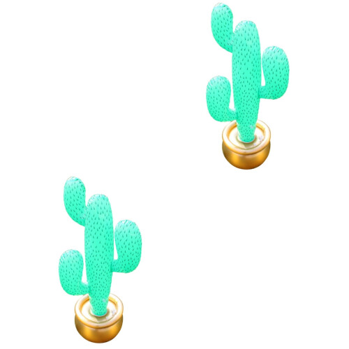 2Pcs Creative Green Inflatable Cactus Decor Lightweight PVC Beach Toy 2