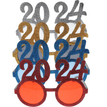 12Pcs Assorted Plastic 2024 Eyewear Party Props for New Year Fun