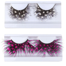 6Paires Cils Plumes Réutilisables Roses Blancs Pour Soirée Chic