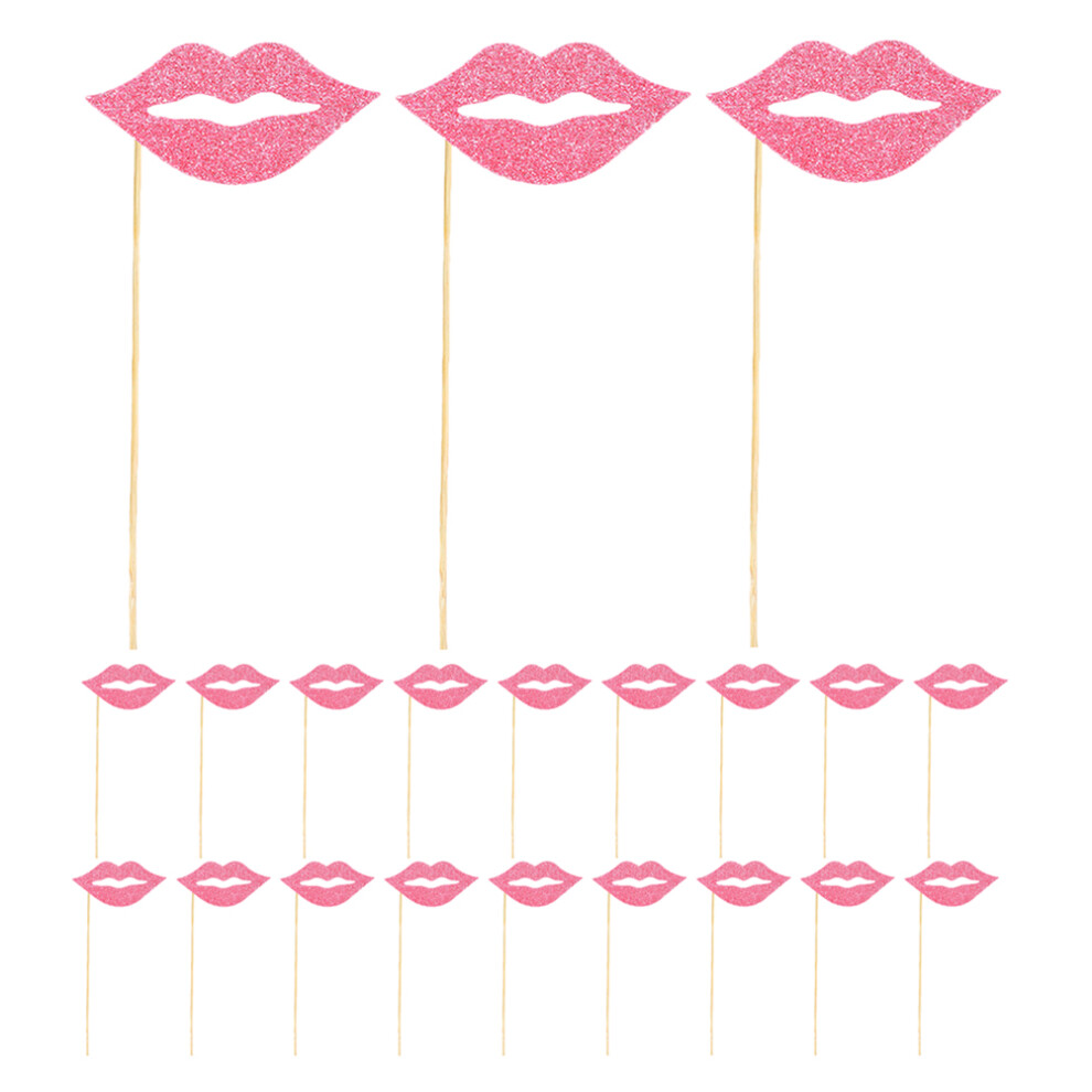 240 Pcs Lips Photo Booth Props With Wood Stick For Party Pink 3441339541371