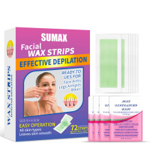 Wax Strips for Body Hair Removal 72pcs Natural Beeswax with Jojoba Oil for Face Bikini Legs Underarms