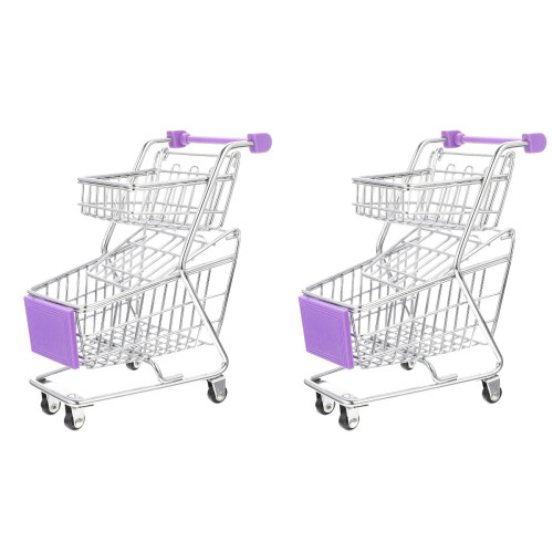 2pcs Mini Double Layer Shopping Cart Trolley Toy 1