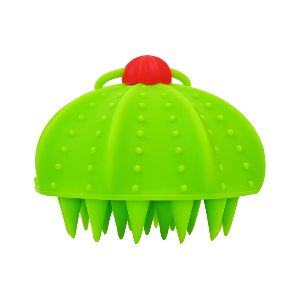 Green Silicone Scalp Massager Shampoo Brush For Hair Growth And Dandruff, Soft Bristles