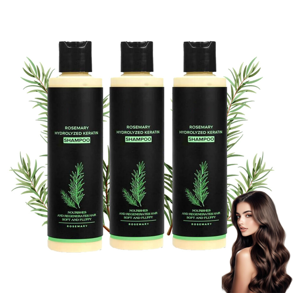 Rosemary Keratin Hair Growth Shampoo 3PCS Repairs Damaged Hair and Reduces Thinning Hair Loss