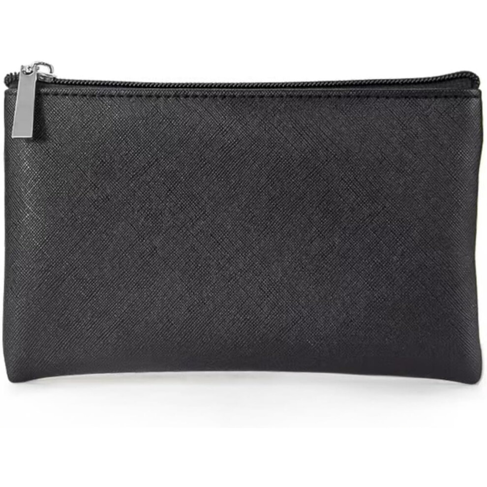Small Waterproof PU Leather Makeup Bag for Purse, Compact Travel Cosmetic Pouch for Women, Black