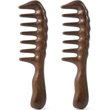 Wooden Wide Tooth Comb 2 Pack Sandalwood Hair Combs for Curly Thick Hair AntiStatic Scalp Massage