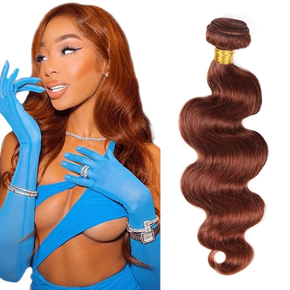 Brazilian Body Wave Hair Bundles Color 33 Auburn 22 Inch Human Hair Extensions Double Weft