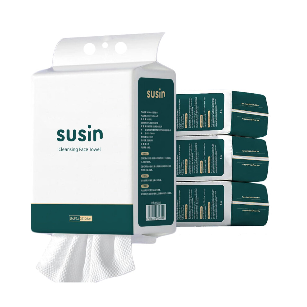 Disposable Face Towels 4 Packs 640 Count Hanging Loop Extra Soft Facial Cleansing Cloths 8x8 Inch