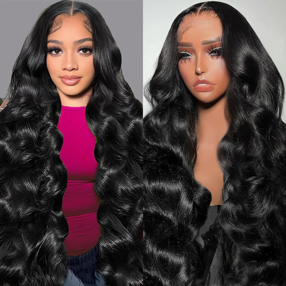 28 Inch Body Wave Lace Front Wig Human Hair 13x4 HD Transparent Lace Pre Plucked 180% Density