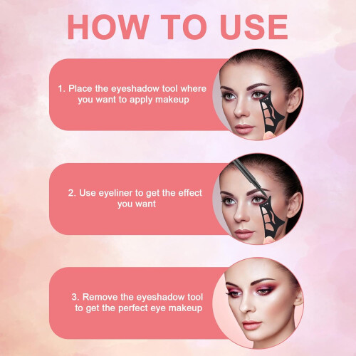 Eyeshadow Stencil with Brush, Reusable Silicone Eyeliner Guide Tool for Quick Eye Makeup Beginners 2