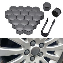 20pcs 21mm Wheel Nut Covers Gray, RustResistant AntiTheft Lug Bolt Caps with Tool for Volvo