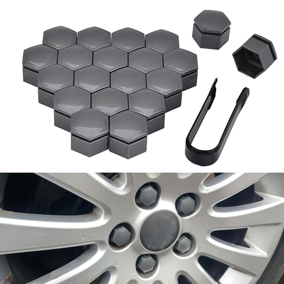 20Pcs 21Mm Wheel Nut Covers Rustresistant Antitheft Lug Bolt Caps With Tool For Volvo Gray 9070919769177