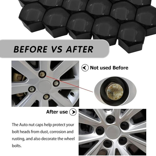 20pcs 21mm Wheel Nut Covers Gray, RustResistant AntiTheft Lug Bolt Caps with Tool for Volvo 1