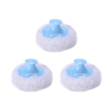 3 Pcs Baby Powder Puff Set with Handle, Fluffy Plush for Smooth Makeup and Loose Powder, Blue