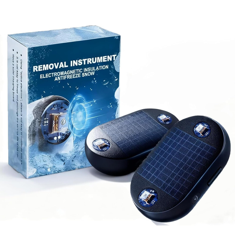 2Pcs Electromagnetic Car Windshield Deicer With Solar Rechargeable Power For Instant Ice Melting 9070919769221