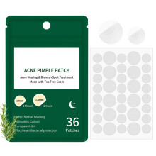 36 Count Invisible Acne Patches for Face, Waterproof Hydrocolloid Pimple Stickers Day and Night Care