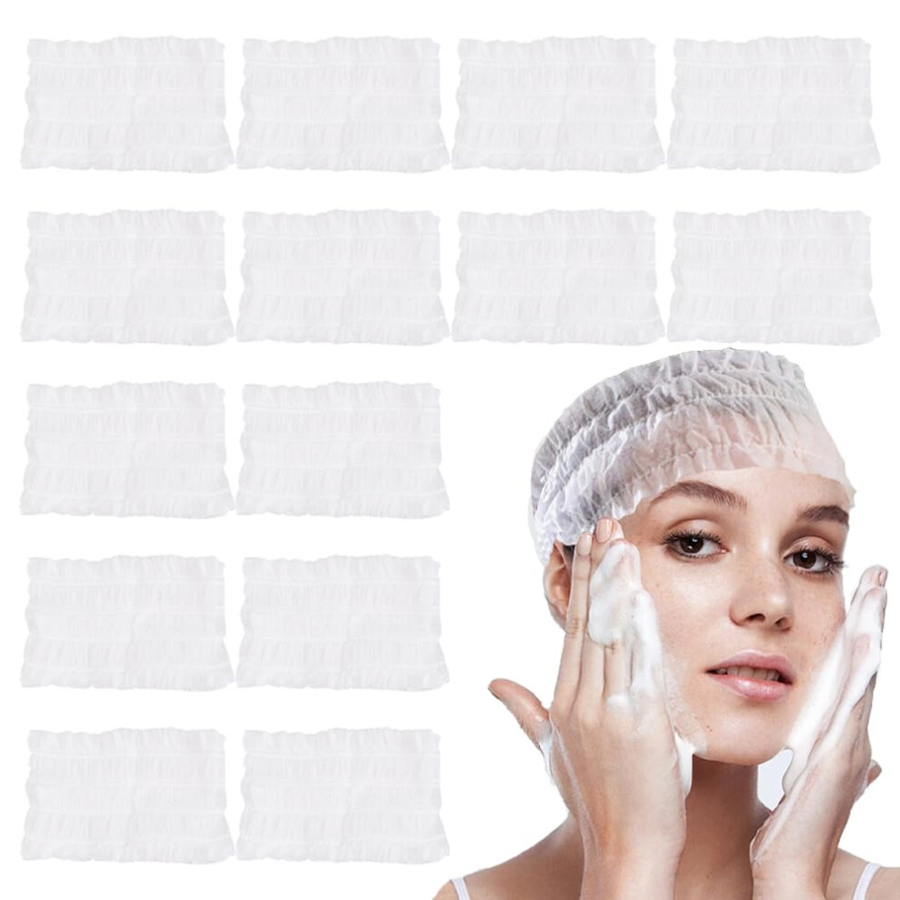 100 PCS Disposable Spa Headbands Soft NonWoven Elastic Facial Wraps for Face Washing Skin Care