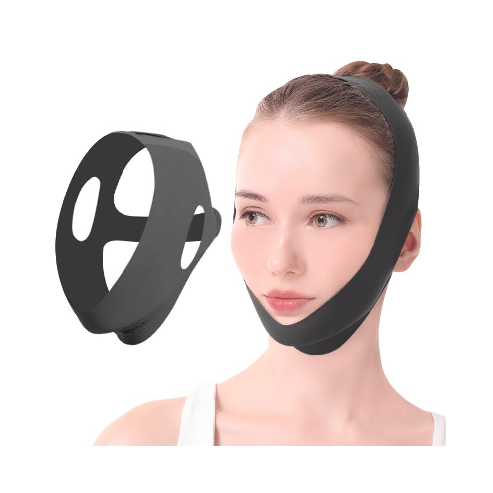 Face Lifting Strap with Adjustable Tension, Ice Silk Double Chin Reducer for V Shape and Snoring Relief