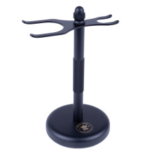 Safety Razor and Shaving Brush Stand with Weighted AntiTip Base, Powder Coated Black