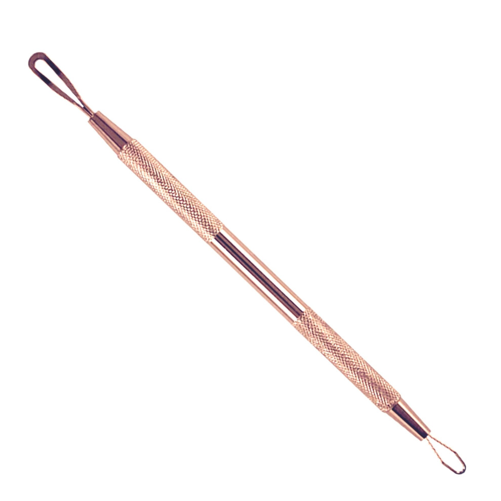 Gold Professional Stainless Steel Blackhead Remover Tool With Doubleended Loops And Nonslip Grip