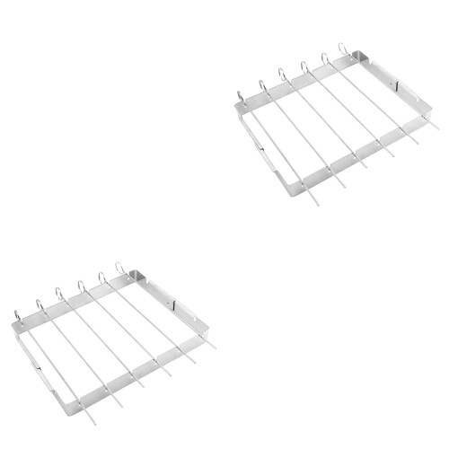 2Pièces Accessoires Barbecue Portable Acier Inoxydable Simple Argent 2