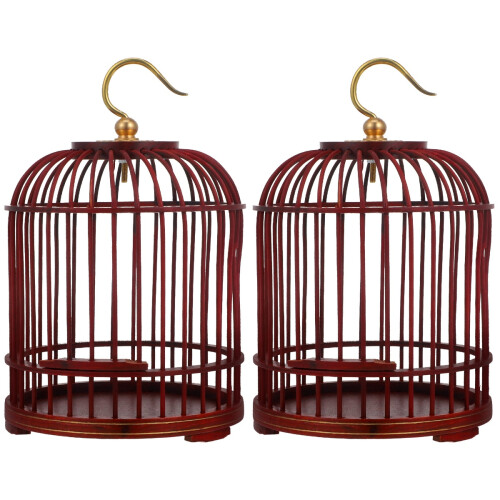 2Pièces Cage À Oiseaux Suspendue Bois Multiusage 1