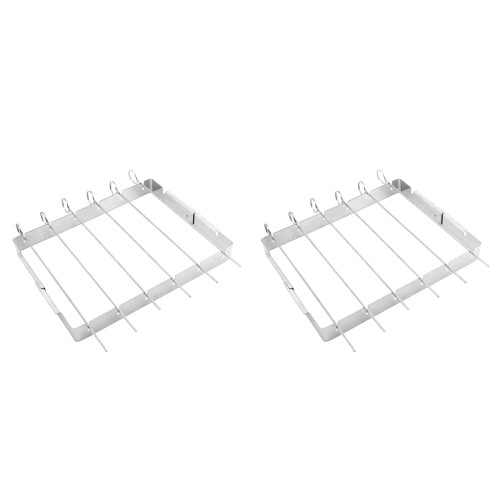 2Pièces Accessoires Barbecue Portable Acier Inoxydable Simple Argent 1