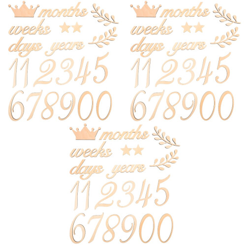 3Sets Baby Aankondigingskaarten Beige Groeiherinnering 2