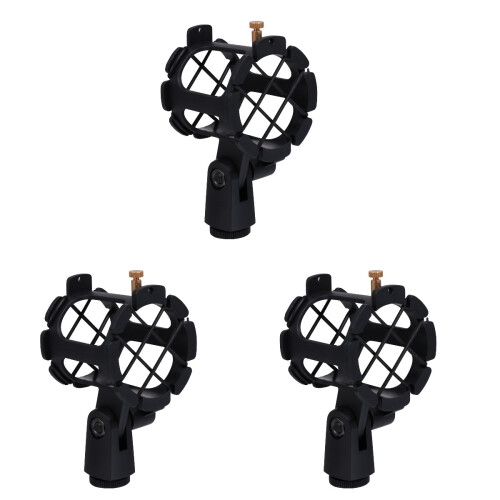 3Pcs Black Microphone Storage Rack with Anti-Vibration Suspension 1