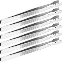18Pcs Silver Metal Tweezers for Stamp Anti-Static Long Precision Use