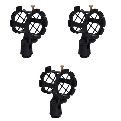 3Pcs Black Microphone Storage Rack with Anti-Vibration Suspension 2