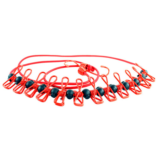 3Pcs Windproof Buckle Clothesline with Clothespins Portable Red