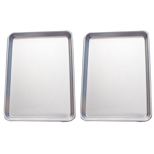 2Pcs Silver Nonstick Aluminum Baking Pans for Kitchen Use 1