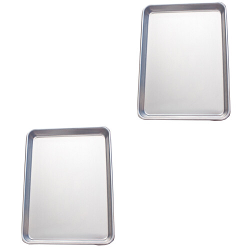 2Pcs Silver Nonstick Aluminum Baking Pans for Kitchen Use 2