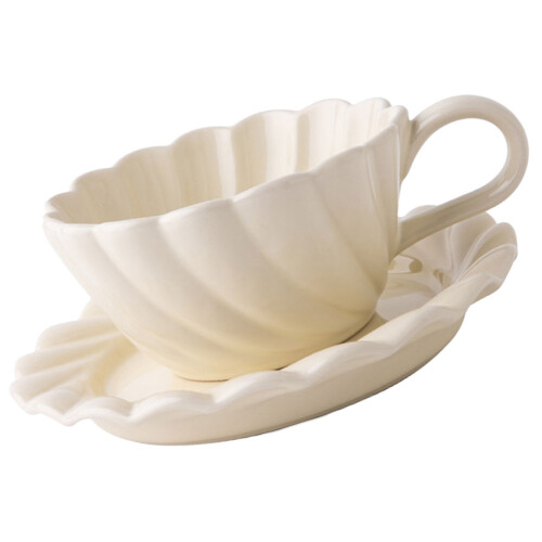 2Sets Robuste Keramik-Kaffeebecher Weiß Mit Teller Für Den Haushalt 2