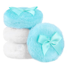 4PCS Large Fluffy Powder Puff for Face and Body, Soft Velour Washable Reusable Makeup Puffs