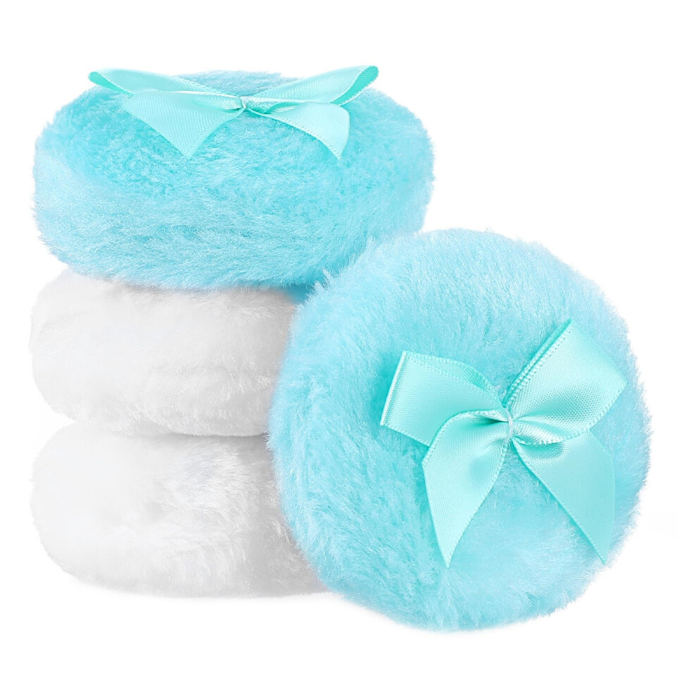 4PCS Large Fluffy Powder Puff for Face and Body, Soft Velour Washable Reusable Makeup Puffs