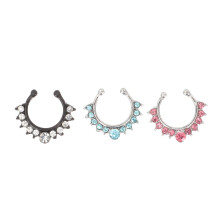 12St Vrouwelijke Neusringen Alloy Zircon Cuff Assorti Clip-on