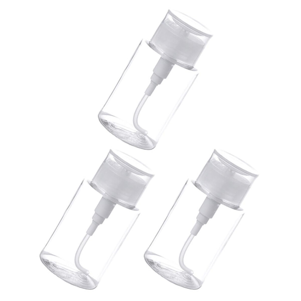 3pcs Lockable Pump Dispenser Bottles for Makeup Remover and Nail Polish Cleaner PETG PP