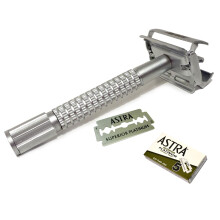 Safety Razor Butterfly Twist Opening Double Edge Precision with 5 Blades