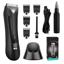 Men's Body Groomer Electric Waterproof Trimmer with LED Light and Ceramic Blade for Groin Chest